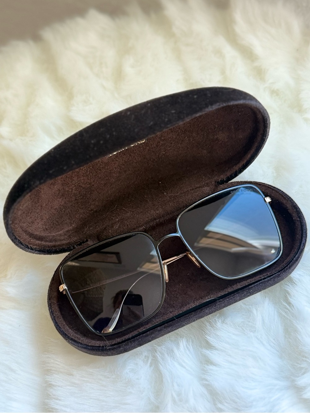 Tom Ford Polarized Gold Metal Square Sunglasses